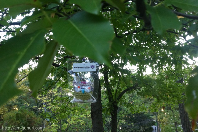 BuBo colgado en la rama de un árbol de Central Park
