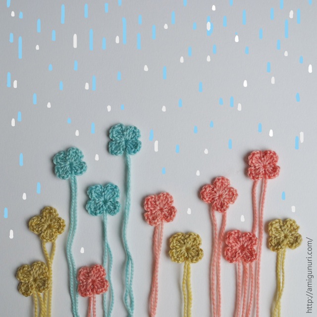 Flores Amigunuri bajo la lluvia pintada